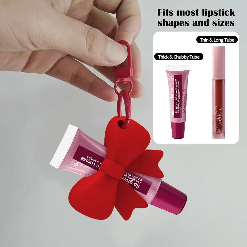 Silikon-Lippenstifthalter mit Schlüsselanhänger, leicht zu tragen, Lipgloss-Schutzhülle, Lippenstifthalter-Tasche, Anhänger – Detail 3