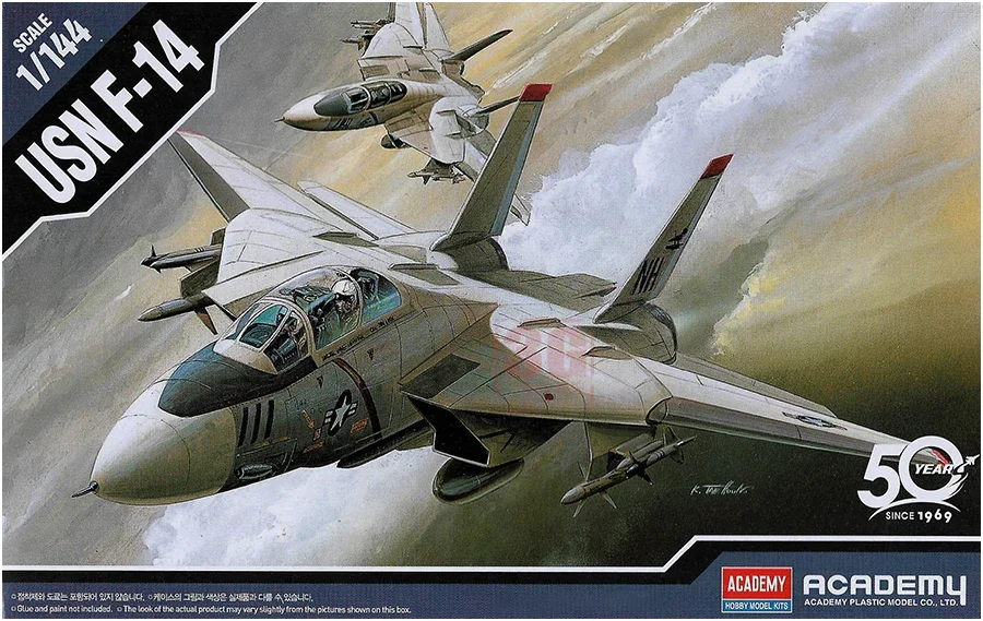 Academy assembled airplane model kit 12608 F-14 Tomcat fighter 1/144