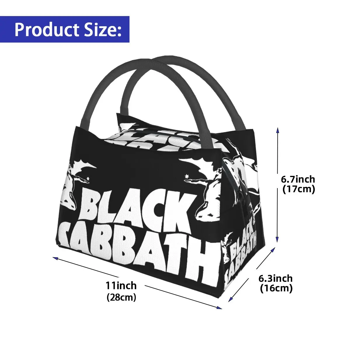 Black Sabbathe Portable insulation bag for Cooler Thermal Food Office Pinic Container
