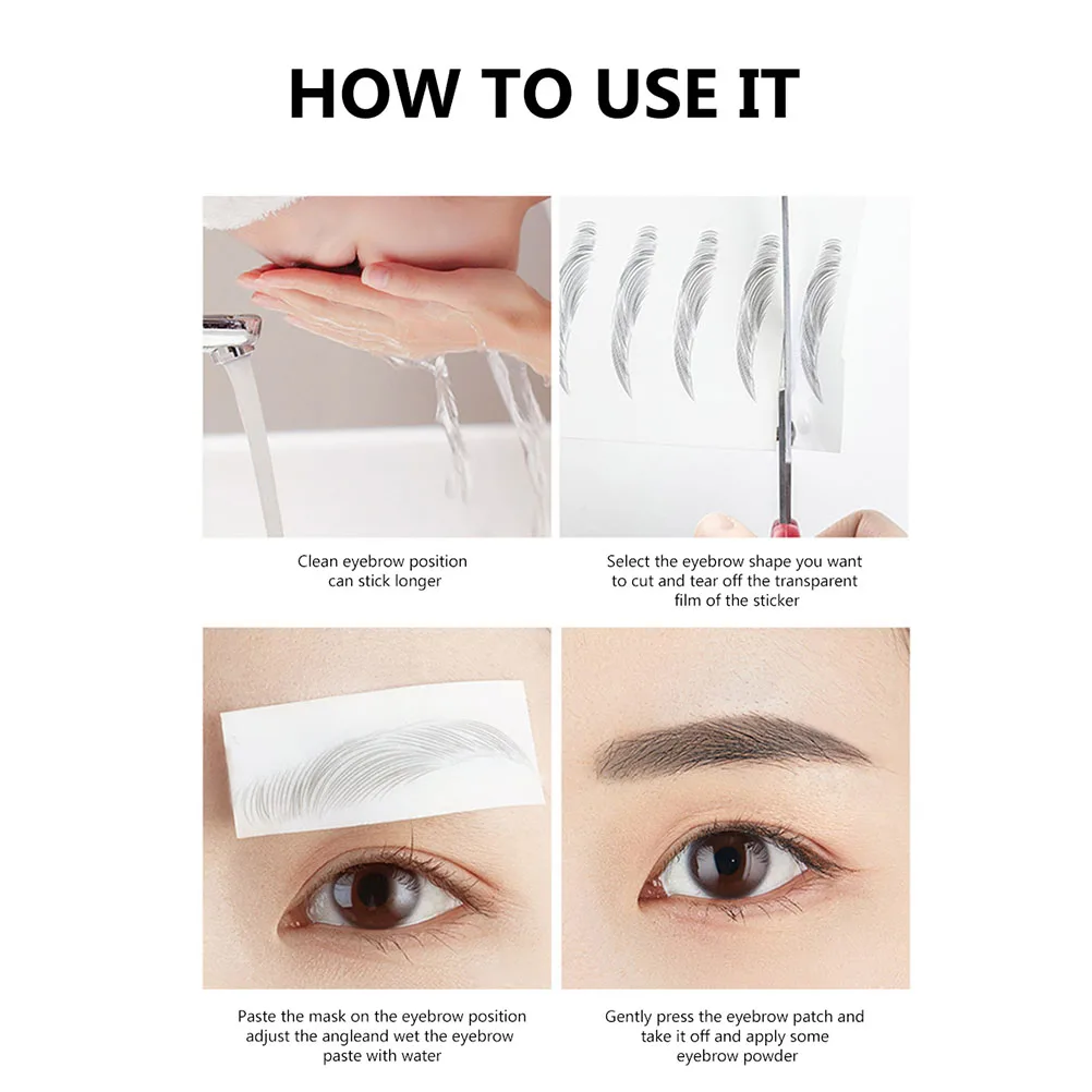 

5 Pcs Eyebrow Stickers Brown Imitation Hairlike Eyebrows Makeup Transfer Stencils Tool Temporary Tattoo For SparseEyebrows
