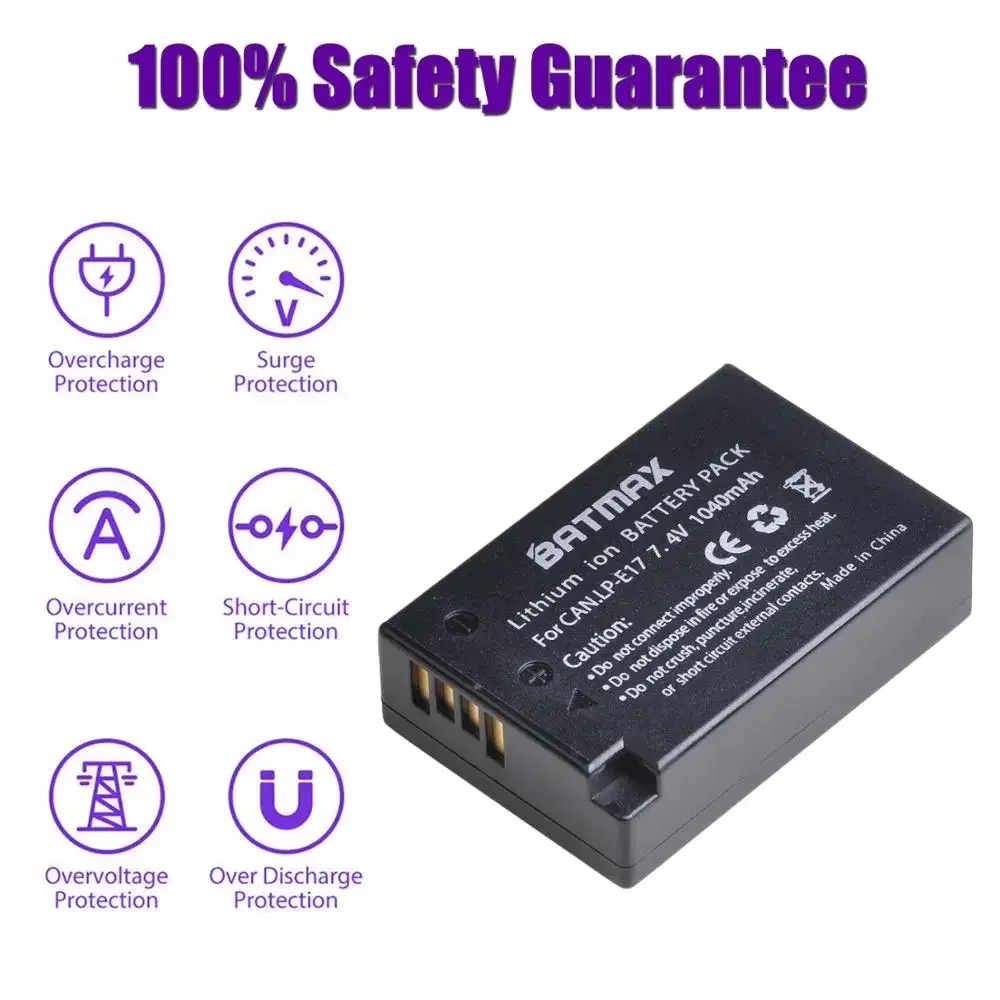 

Original LP-E17 LPE17 LP E17 Camera Batter +LED Dual USB Charger for Canon EOS R8 R50 200D 250D M3 M5 M6 750D 760D T6s 800D T8i