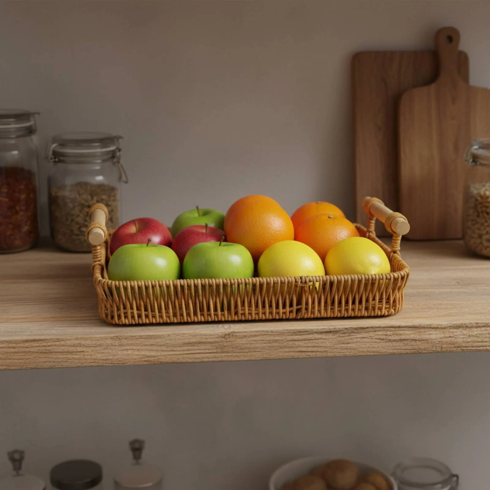 

Woven Tray with Handles Versatile Rattan Design Serving Basket Handmade Wicker Basket Sturdy Construction for Entryway