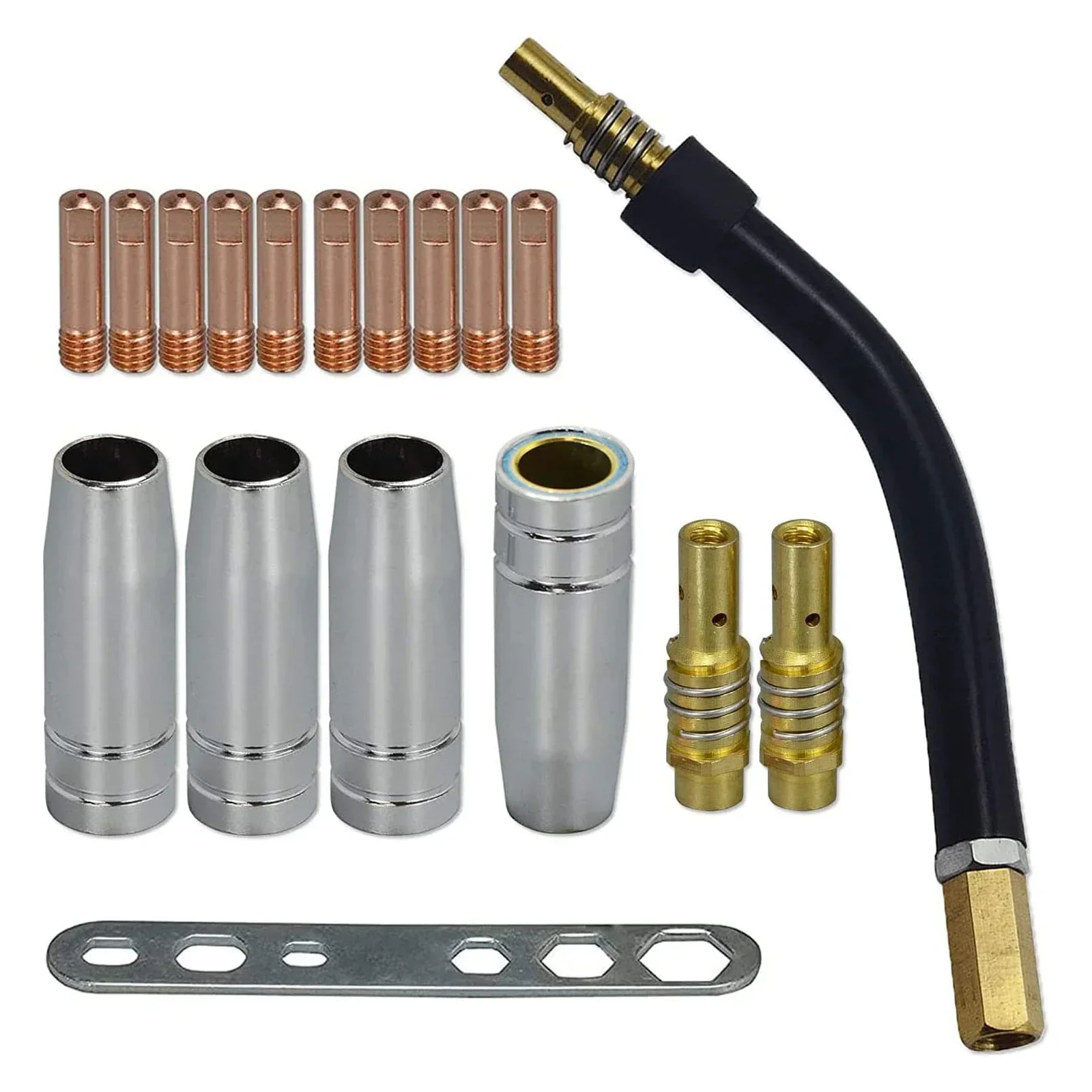 18pcs/set MB15 15AK Contact Tip Torch Consumable For 15AK Tip Holder-Diffuser Protective Cups/gas Nozzles Welding Parts