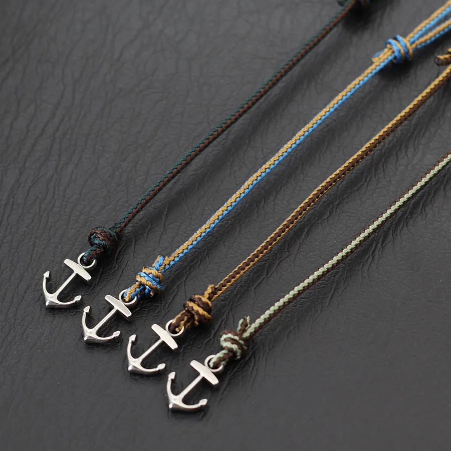 Minimalist Anchor Thin String Bracelet Unisex Stainless Steel Sliding Adjustable Ethic Rope Armband Adventure Hombre Pulseira view 4