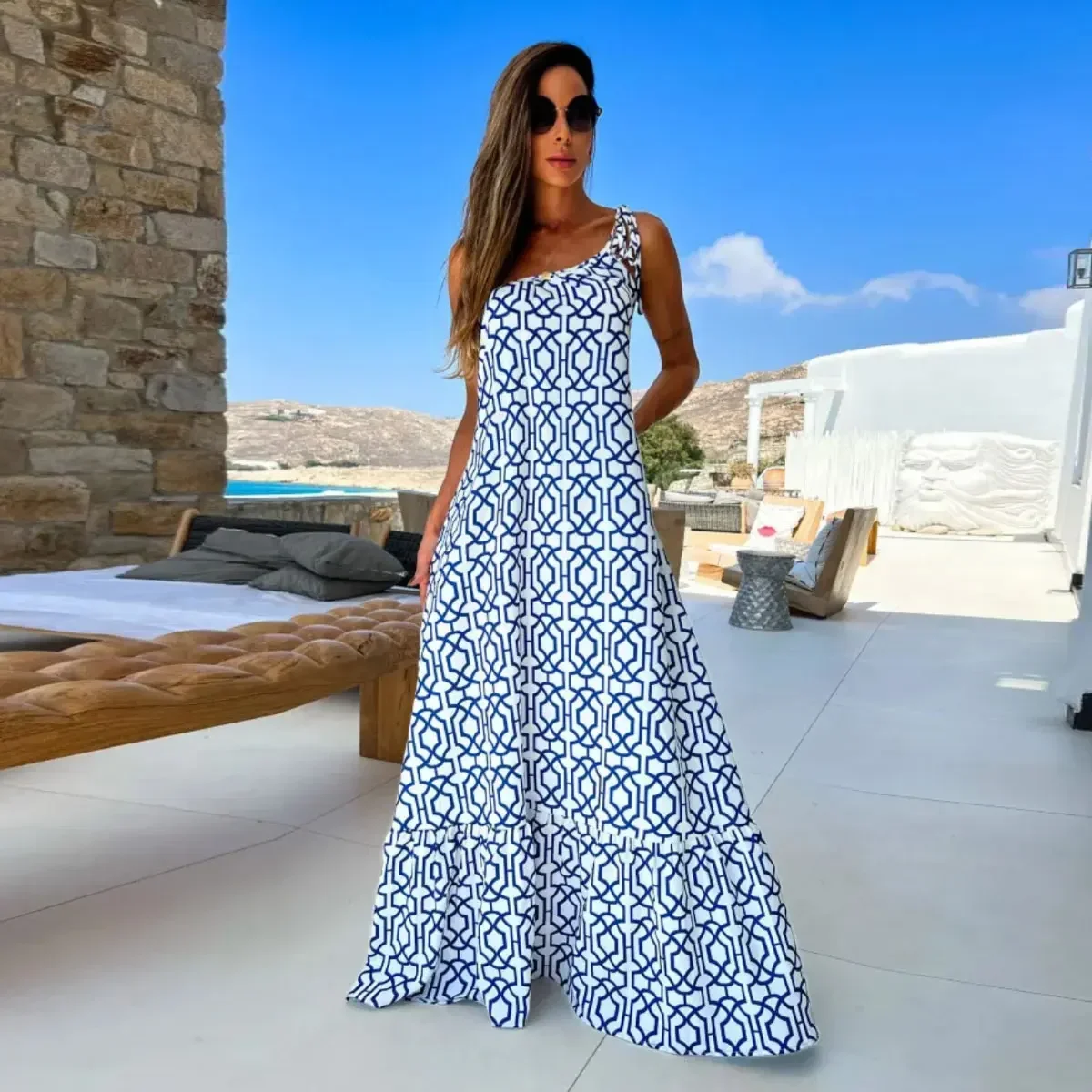 Sukienka plażowa 2024 Bikini Cover Up Print Strój kąpielowy Kobiety Kimono Plus Size Tunika Seksowne stroje kąpielowe z długim rękawem Cover-Ups