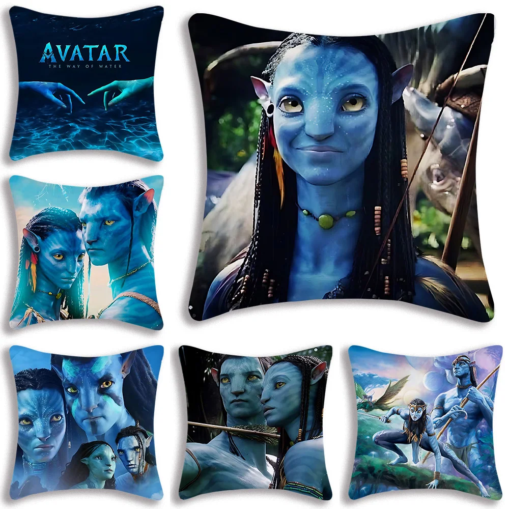 Avatar Water Way Pillow Covers Cartoon Sofa Decorative Home Double-sided Printing Short Plush Cute Cushion Cover