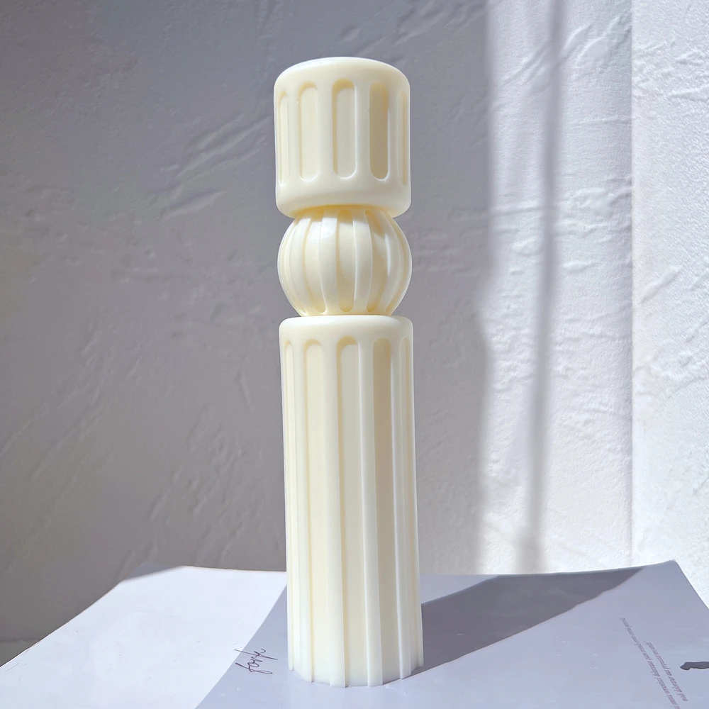 

Cylindrical Aesthetic Twist Silicone Mould Roman Striped Tall Pillar Candle Molds Geometric Abstract Decorative Soy Wax Mold