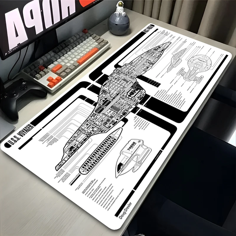 Portable Mouse Pad Office PC Gaming Non-slip Extended Desk Mat Computer Star Trek Starship Blueprint Keyboard Pad Soft Mousepad