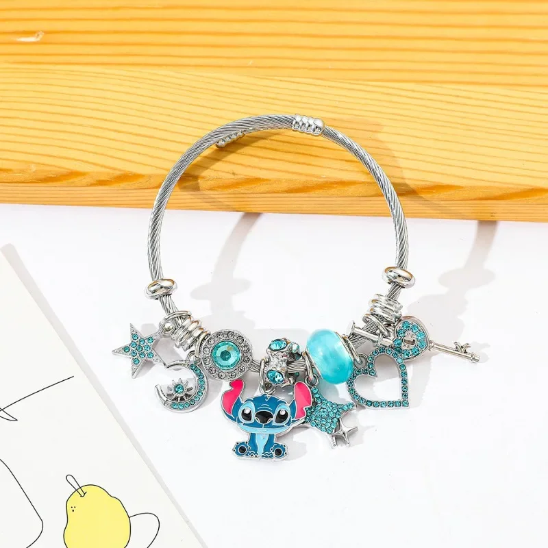 Disney Stitch Pandora Bracelet Jewelry Cute Cartoon Anime Stitch Fashion Ladies Bracelet Girlfriend Valentine Day Exquisite Gift