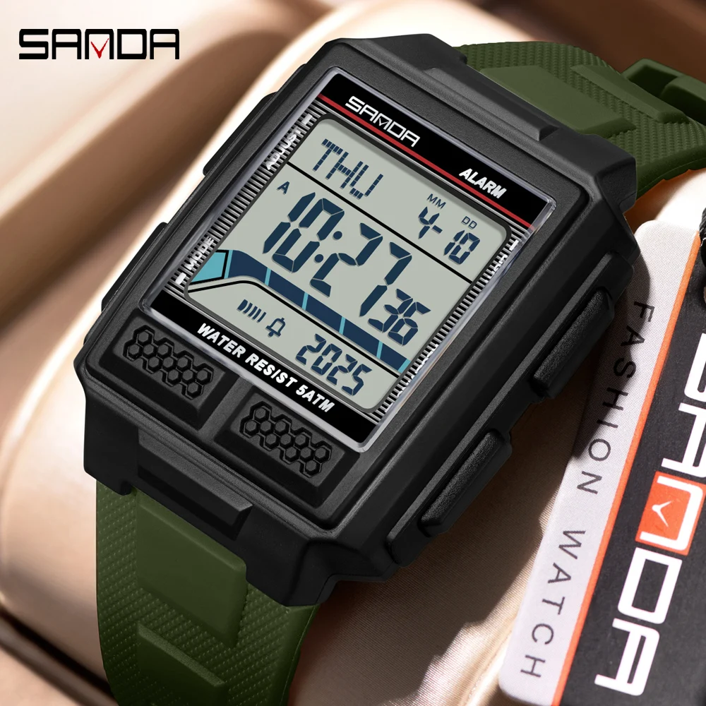 

SANDA модные часы спортивные мужские электронные многофункциональные светящиеся водонепроницаемые часы-будильник с календарем повседневные цифровые часы мужские