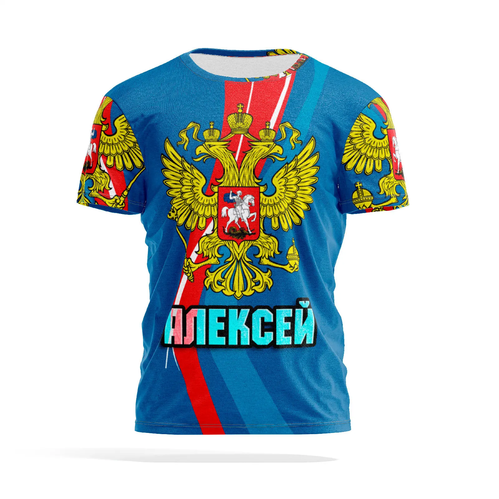 Russian Flag Summer Printing Fashion New Men\'s And Women\'s Street Culture Casual Slim Retro Round Neck Short Sleeve T-shirt Tops