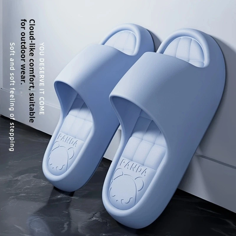 Men Panda Embossed EVA Slides Soft Cloud Slippers Non Slip Thick Sole Indoor Outdoor Casual Sandals