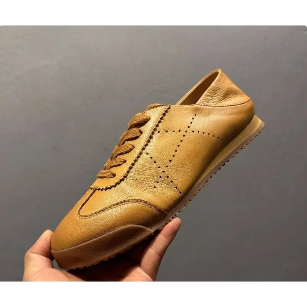 Handcrafted Tan Leather Brogue Sneaker – Premium Comfort, Classic Style for Gentlemen