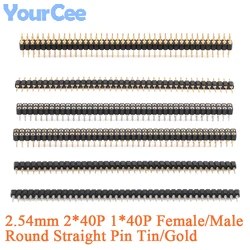 50pcs/2pcs 1x40 Pin 2.54mm Pitch DIP Single Row Round Pin Round Pin Connector 40P