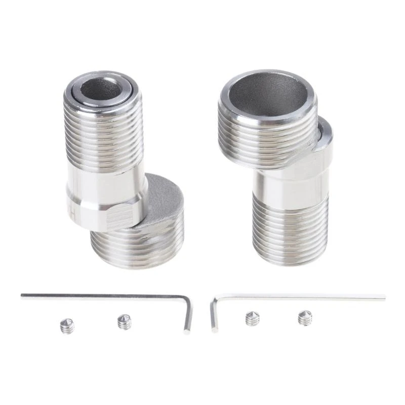 J2HB Pack of 2 Sturdy Stainless Steel Shower Arm Connectors 360 Degree Swivels Accessory for Kitchens and Bathrooms