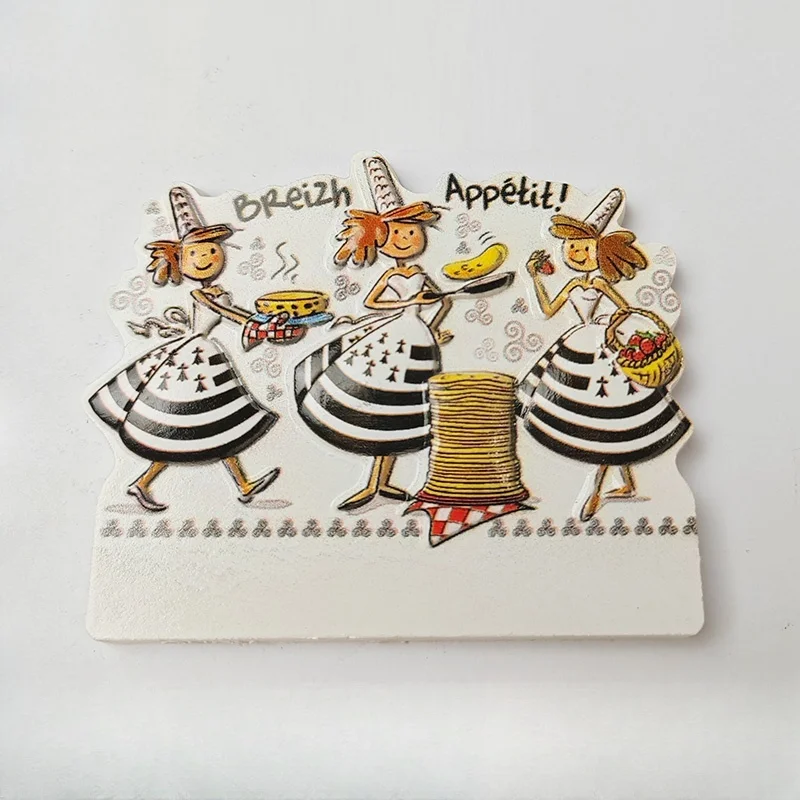 Imanes de refrigerador 3D de personajes de dibujos animados de Francia, recuerdos turísticos, artículos de decoración del hogar, colección de artes y manualidades g