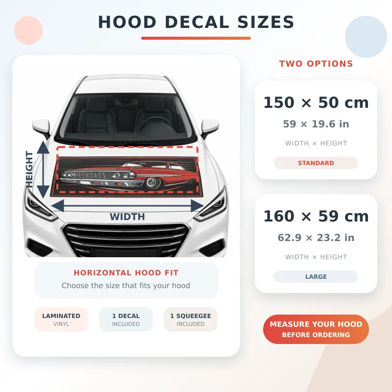 Self-Adhesive Scratch Resistant Car Hood Vinyl Decals, Decor Protective Film Auto Accessories for Most Vehicle Exterior Styling