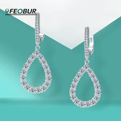 Waterdrop Full Moissanite Diamond Drop Earrings for Women Trendy 925 Sterling Silver Dangle Hanging Earring Fine Jewelry Gifts