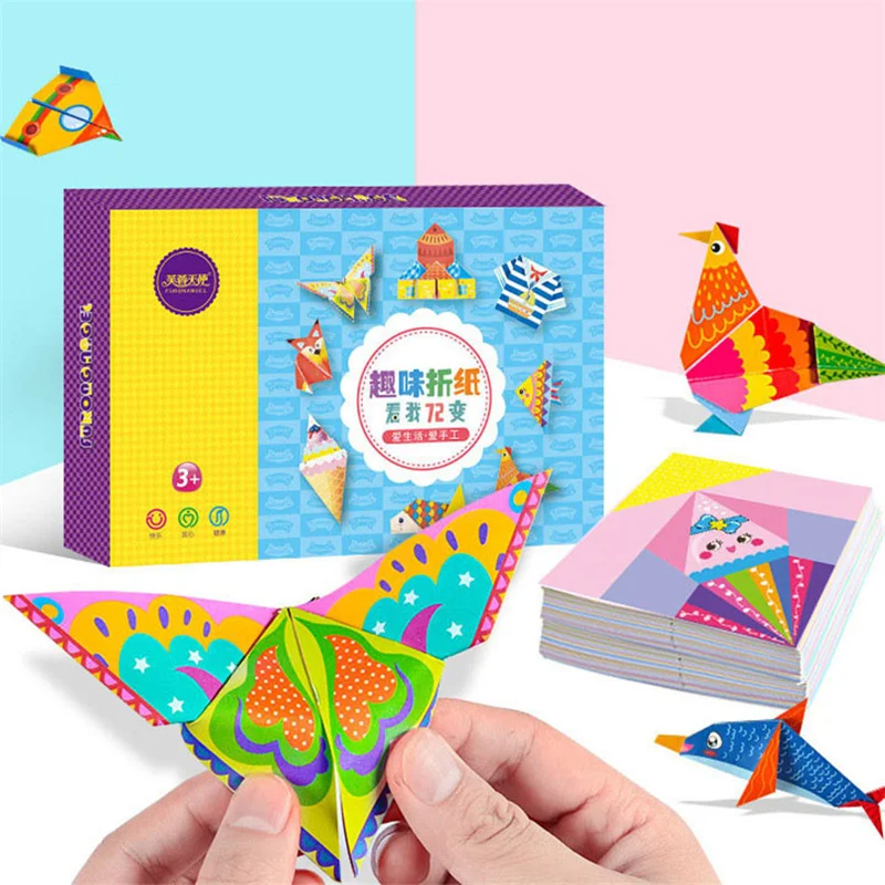 152Pcs/set Montessori Cartoon Origami Paper Cutting Book DIY Craft Puzzle Fun Handmade Toys Kindergarten Teaching Aids Kids Gift