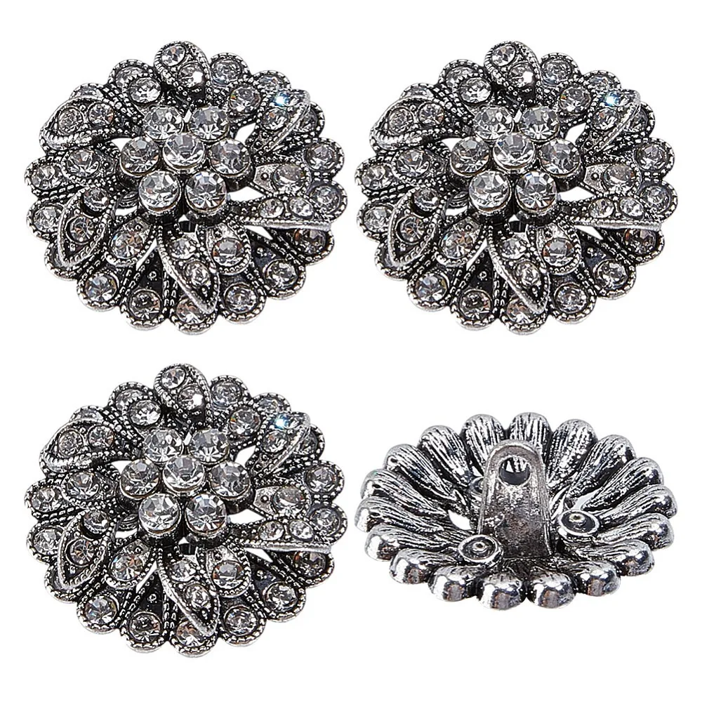 4-pecas-botoes-de-liga-de-vidro-com-1-furo-formato-de-flor-prata-25x14mm-furo-24mm