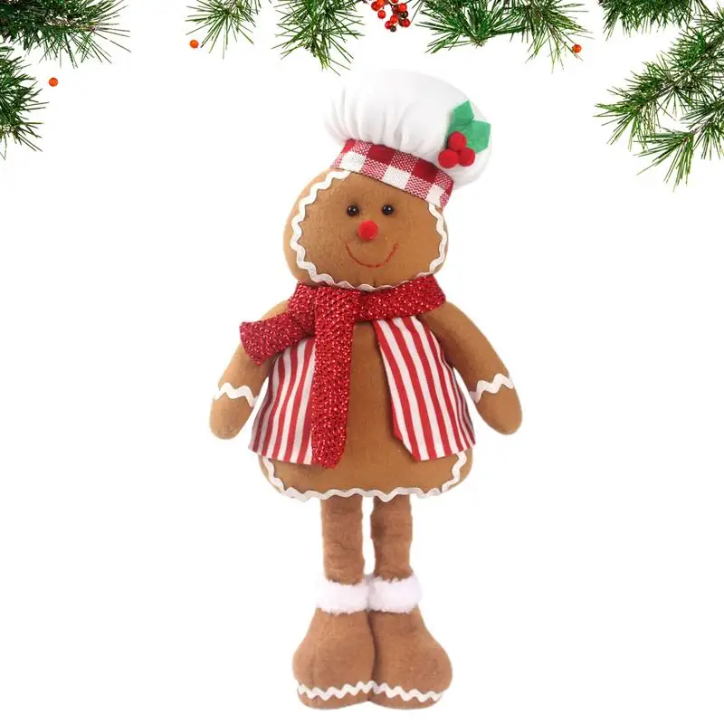 Gingerbread Man Plush Retractable Gingerbread Christmas Decor Cute Long Legged Plush Ornaments Plush Stuffed Gingerbread Hugger