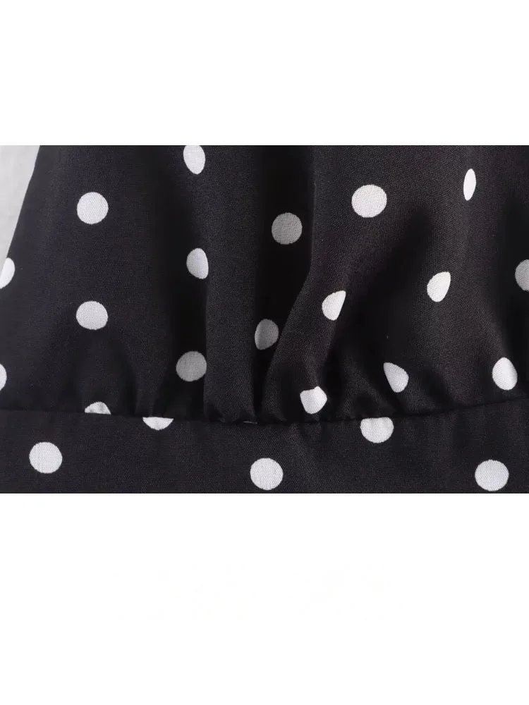 HH Mulher Verão Chique Zíper Lateral Slim Assimétrico Plissado Vestido Mulheres Polka Dot Print Sexy Sem Mangas Backless Mini Vestido