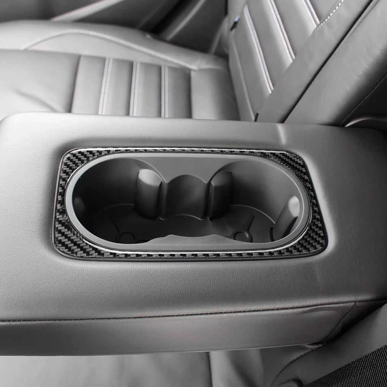 For Ford Kuga C520 2017 2018 2019 2020 Carbon Fiber Rear Center Armrest Cup Holder Panel Frame Car Interior Accessories Sticker 3