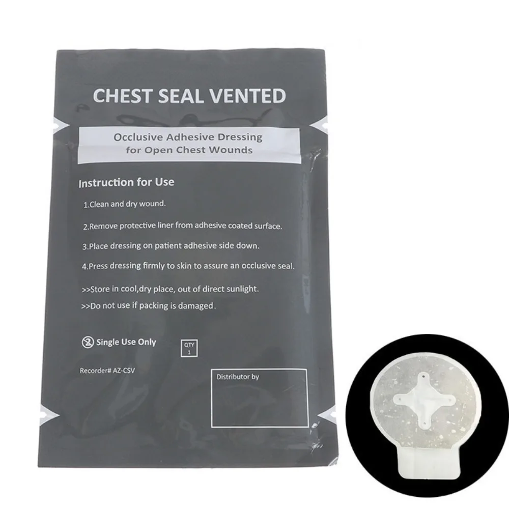 

Occlusive Adhesive Vent Chest Seal Transparent With Hole Trauma Sticker Patch Advanced Adhesive Life-Saving Outdoor Chest Seal