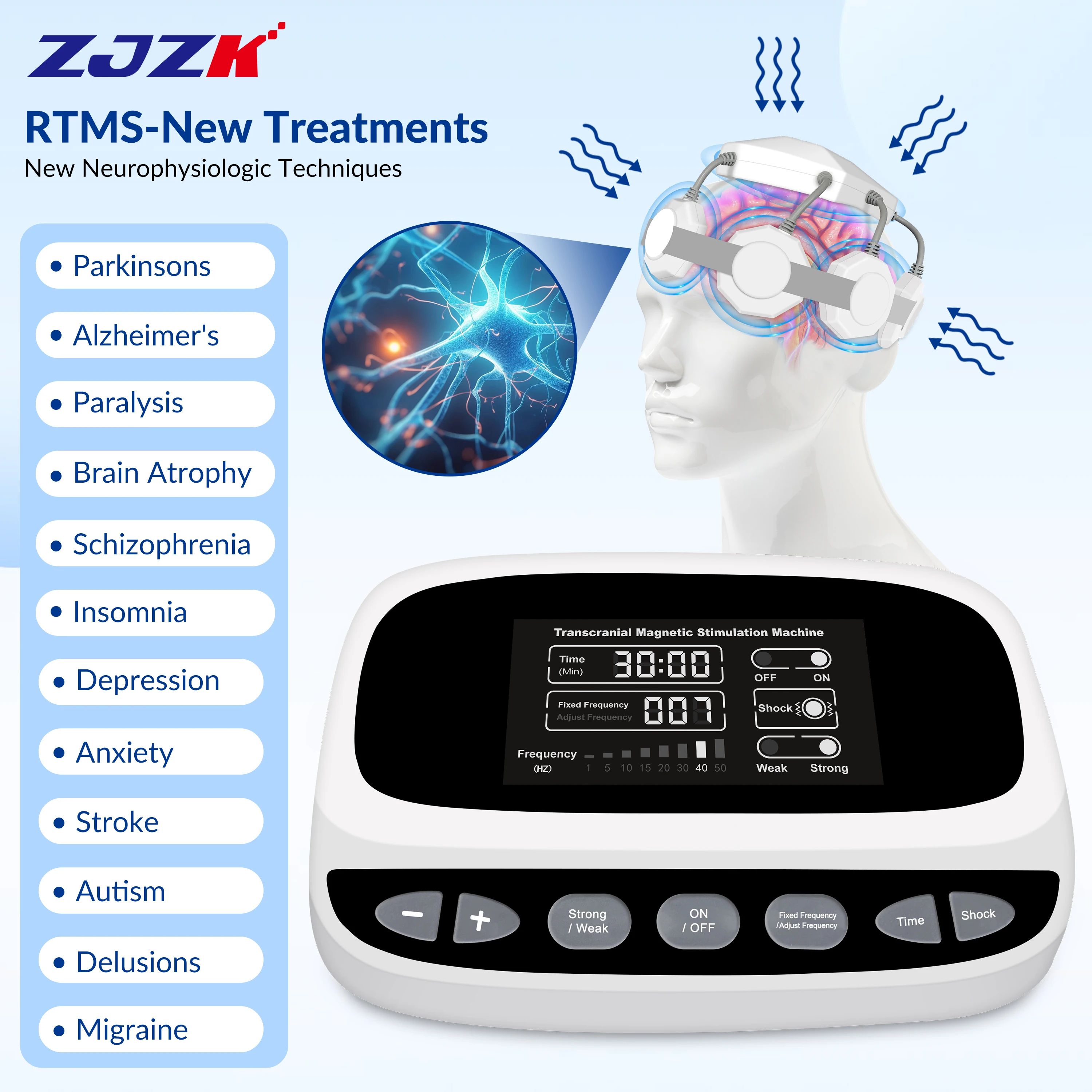 

ZJZK Transmagnetic Cranial Stimulation Magnetic Brain At Home Tms Treatment For Bipolar Major Depressive Disorder (MDD) Epilepsy