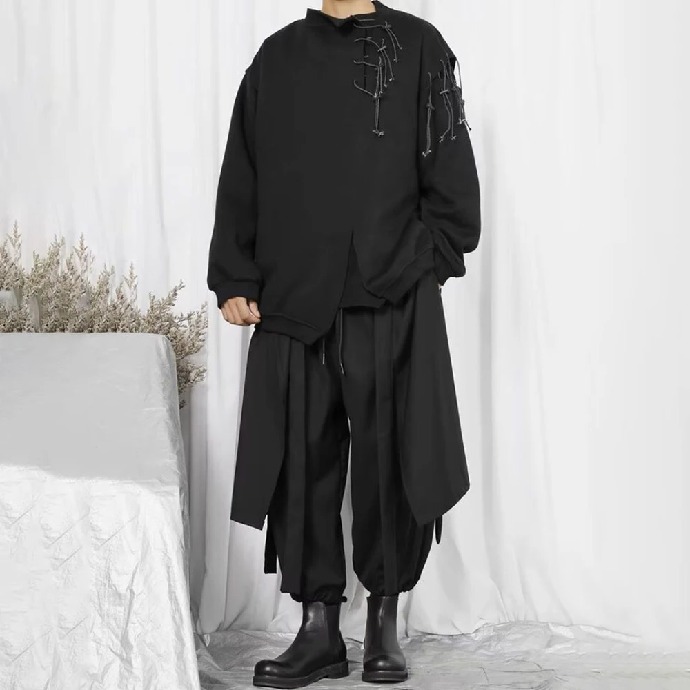 

XS-5XL Winter Men's Solid Color Wide-Leg Skirt Pants Japanese Retro Fashion Trendy High Street Loose Casual Niche Men's Bottoms