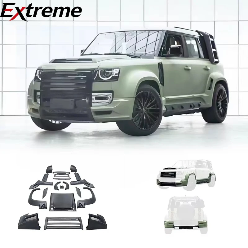 For Land Rover Defender LM Style Wide Body Kit Upgrade Carbon Fiber Bumper Side Skirts Wheel Arch Hood Rear Diffuser Accessories