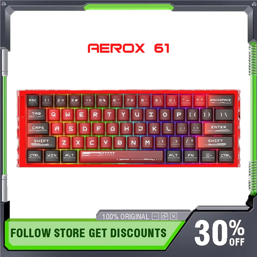 

Redragon AEROX61 Magnetic Axis Gaming Keyboard RGB Wired Single Mode Customized CNC Hollow Shell Hot Swap E-sports Keyboard