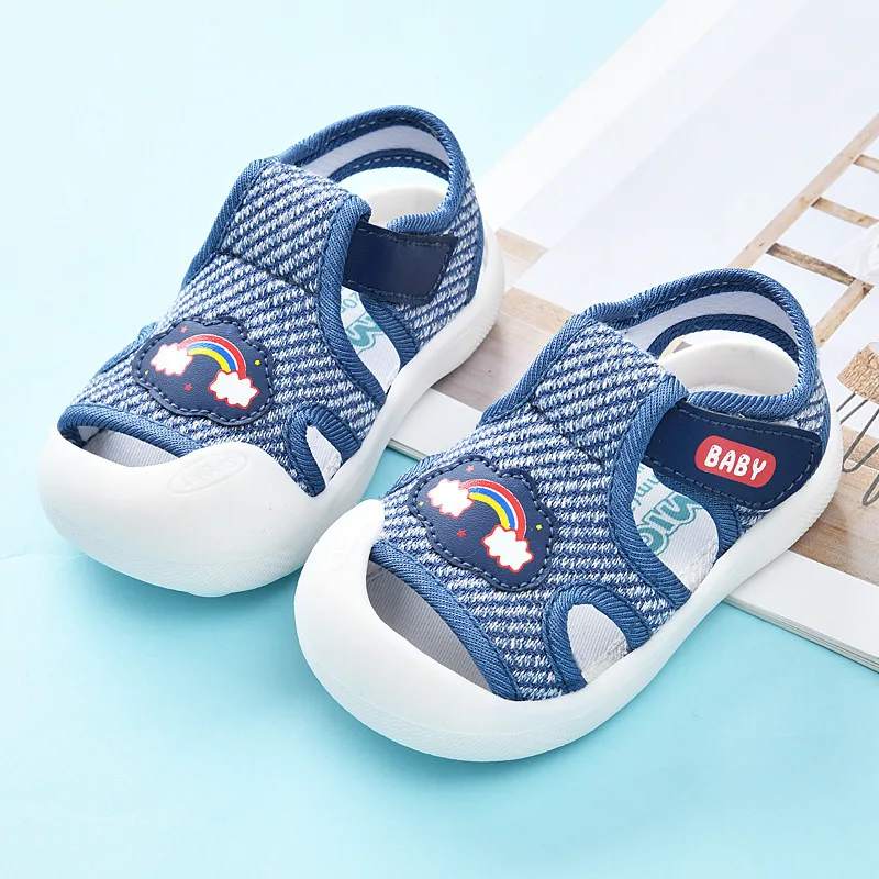 

Радужные сандалии для девочек, лето 2025, очень мягкая детская обувь, милая детская прогулочная обувь, детская тканевая обувь, обувь для мальчиков на мягкой подошве, Sandalias De Bebé