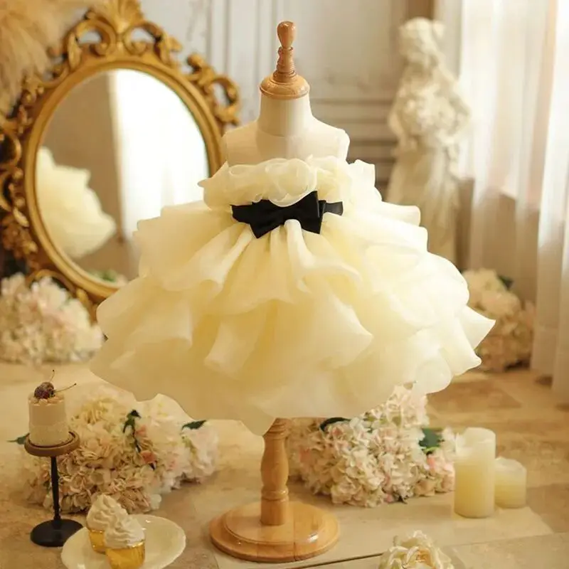 

Элегантное платье принцессы для девочек на день рождения, наряд для выступления на фортепиано, танцевальная юбка для маленьких девочек