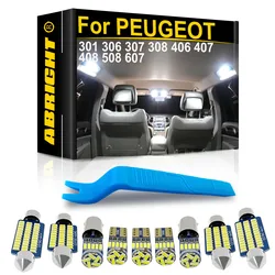 Światło LED do wnętrza samochodu do PEUGEOT 301 306 307 308 406 407 408 508 607 luk sedan SW CC części akcesoria lampa wewnętrzna Canbus