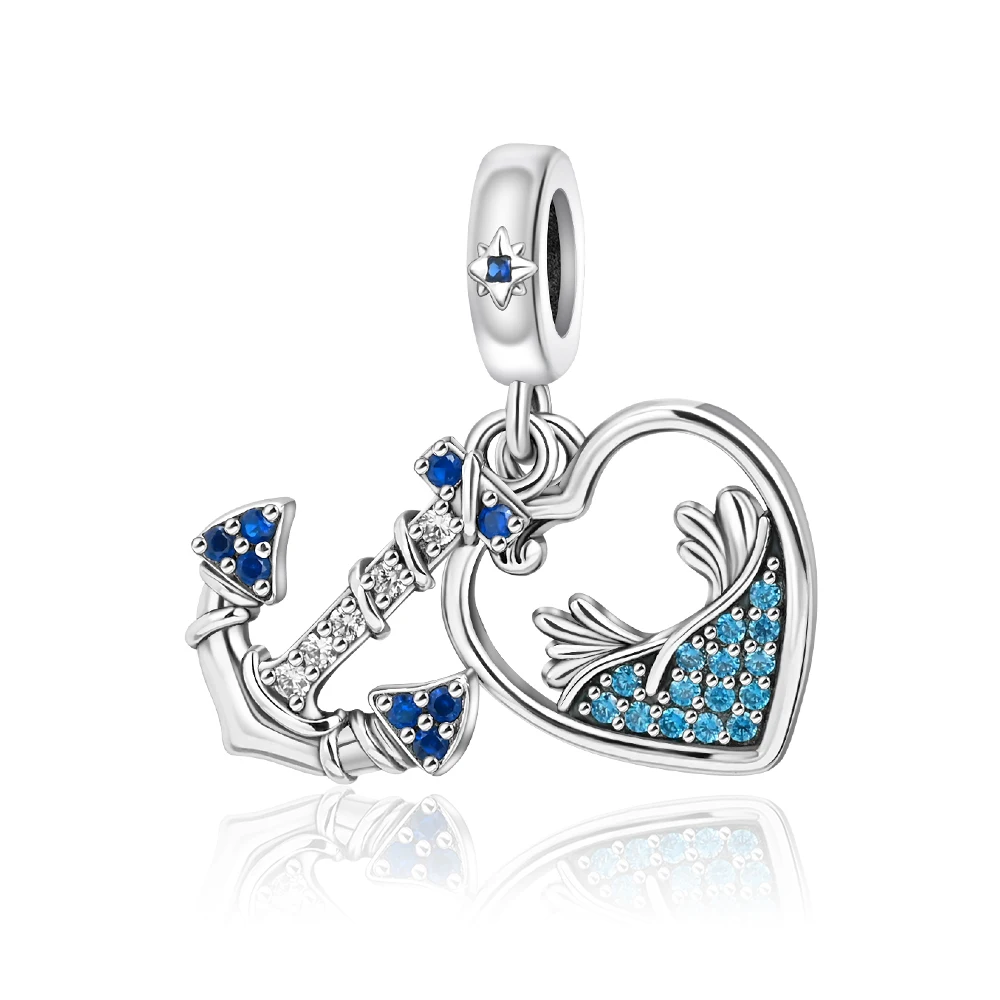 

Unique 925 Sterling Silver Blue Boat Mouth Love Wave Charm Fit Pandora Bracelet Women's Wedding Party Jewelry Accessories