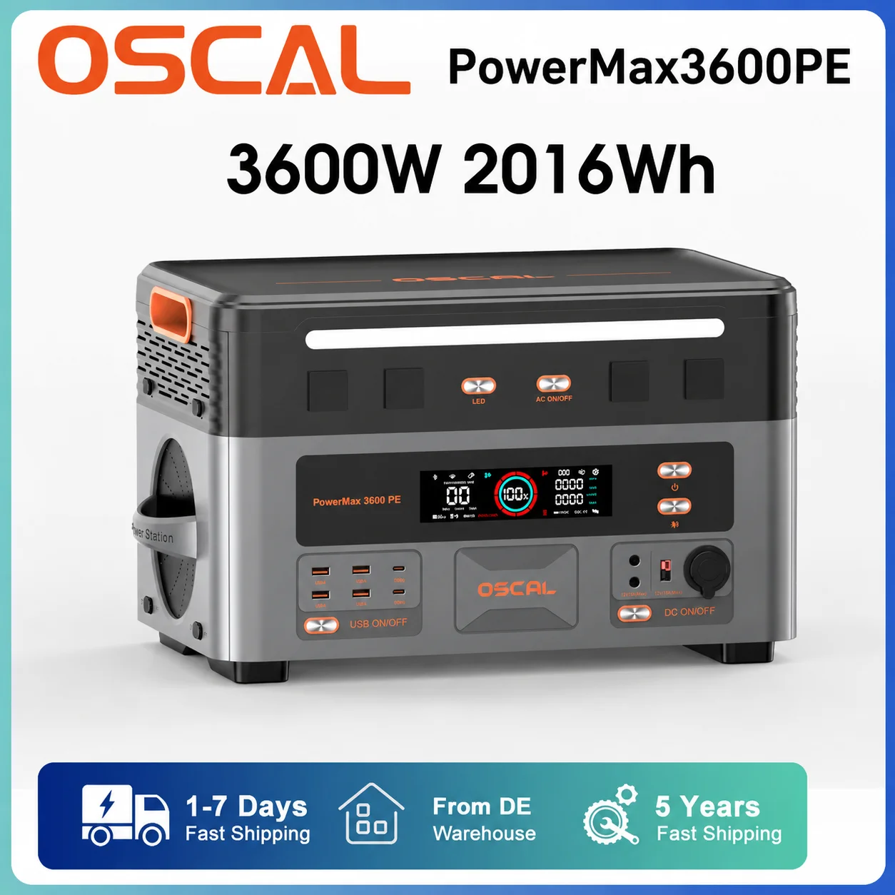 OSCAL 3600W Tragbare Powerstation PowerMax 3600PE 2016Wh Solargenerator …