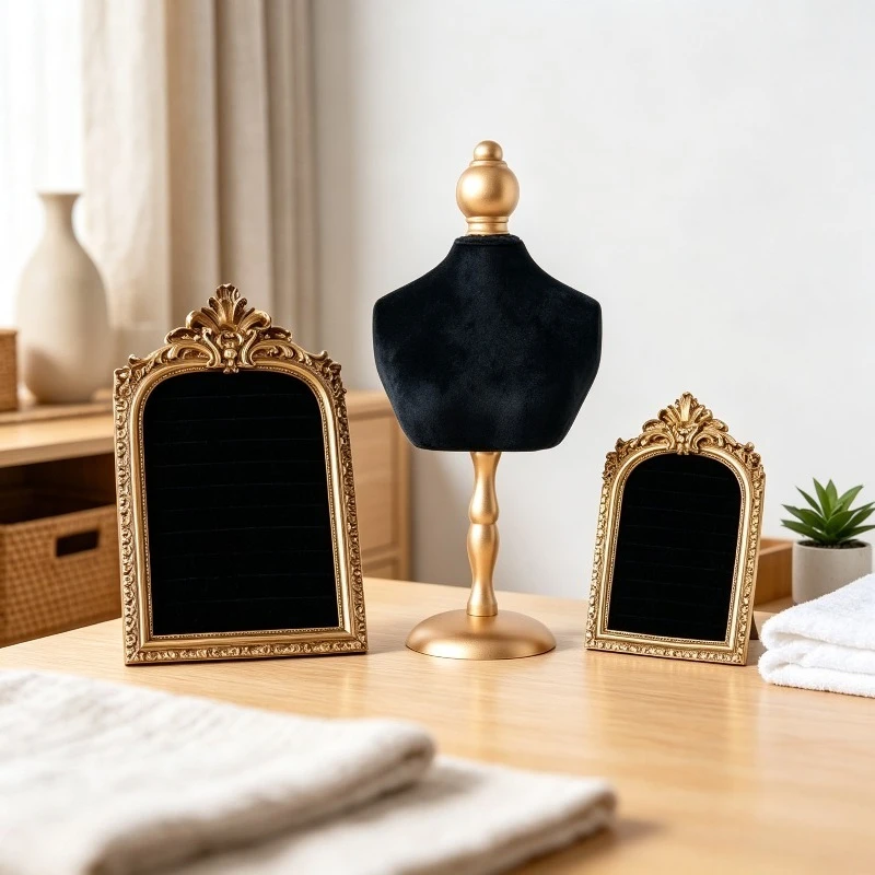 Black Pendant Necklace Display Bust Stand, Vintage Jewelry Holder Rack for Boutique,Creative Showcase Prop for Photography Decor
