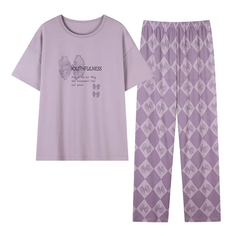 Women's Sleepwear, Women's Summer Thin Style New Short Sleeved Pants, Fat Mm Home Clothes Two-Piece Set 3