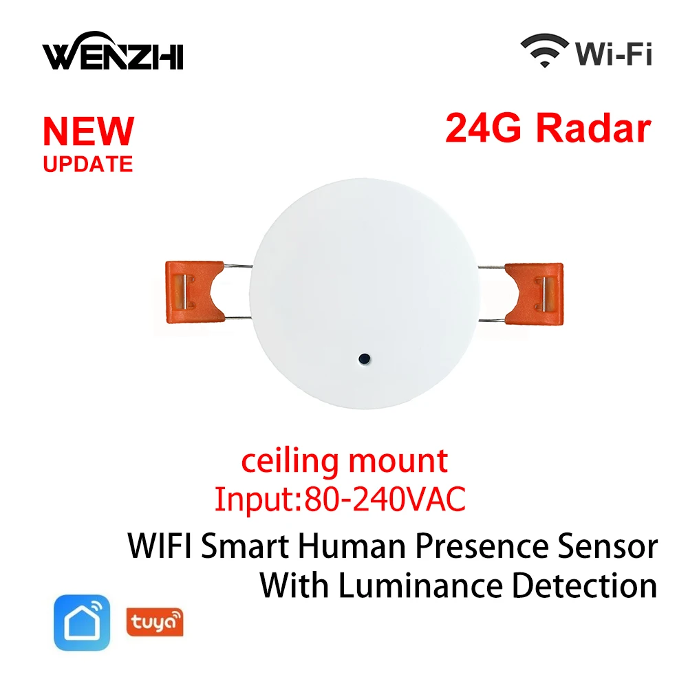 Wifi/ZigBee 5,8/24G MmWave Radar Bewegungssensor für menschliche Anwesenheit mit Helligkeits-/Entfernungserkennung Tuya Smart Life Home Automation