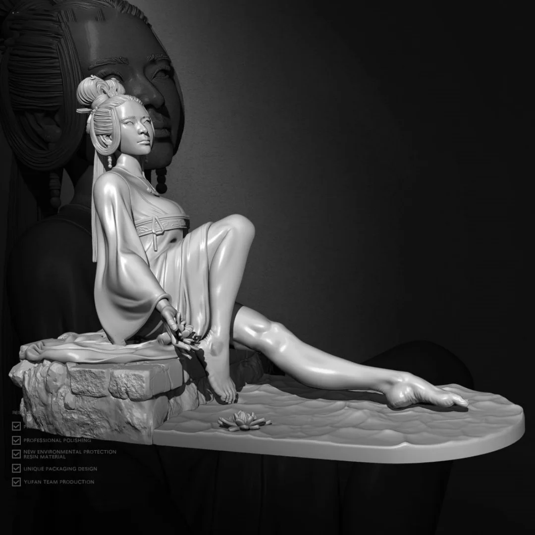 Figurka żywiczna w skali 1/24, siedząca orientalna piękność Xi Shi, NSFW, dwa wersje, zestaw do samodzielnego montażu, niezmontowany, niepomalowany, 1281