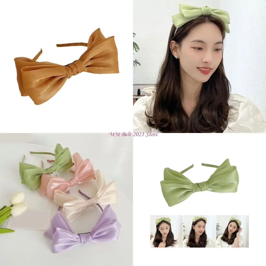 

49ME Elegant Mesh Bowtie Headband High Skull Hairband French Lace Bowknot Hairhoop for Female Teaparty Hair Shaping Ornament