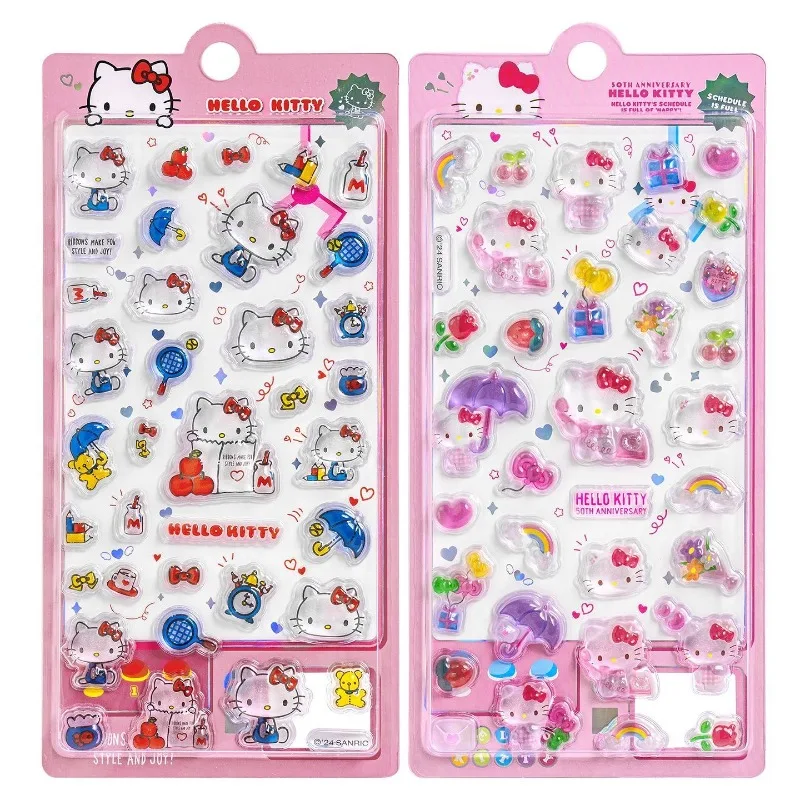 

Hello Kitty Embossed Three Dimensional Crystal Stickers Children Toy Cartoon Stickers Refrigerator Decorations Women Accessories