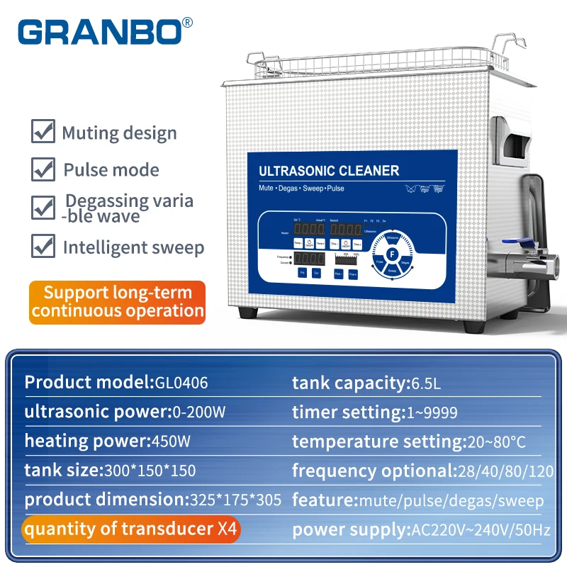Ultrasonic Cavitation Machine Digital Timer Cleaning for Glass PCB Jewelry Eyeglass Dental Ultrasonic Cleaner