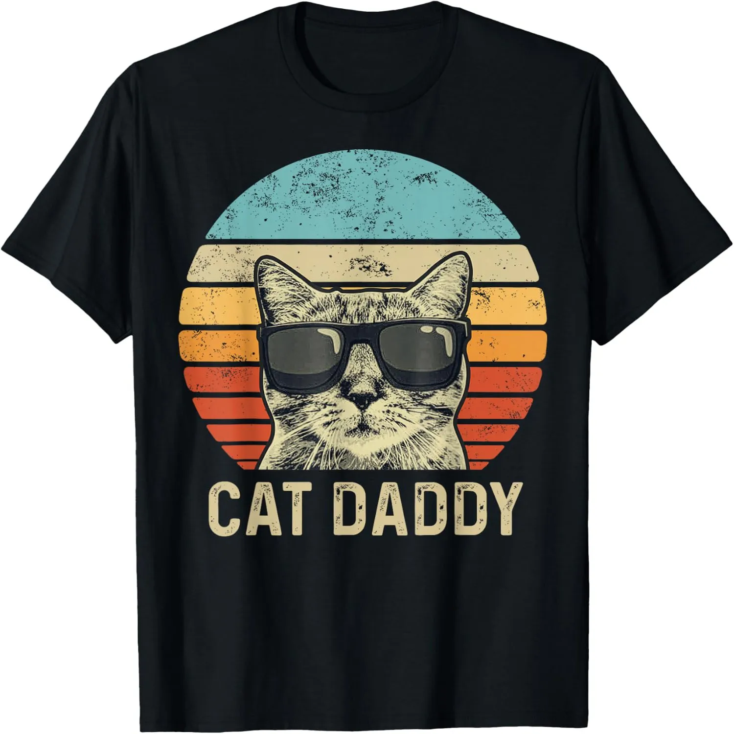 Cat Daddy Retro Cat Sunglasses Cool Cat Dad Gift Fathers Day T-Shirt