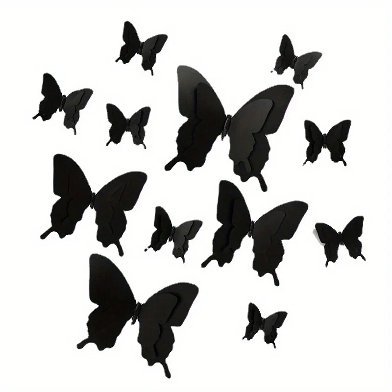 12 Piece DIY Butterfly Wall Decoration, 3D Butterfly Sticker Removable Butterfly Sticker, Reusable Butterfly Fridge Sticker