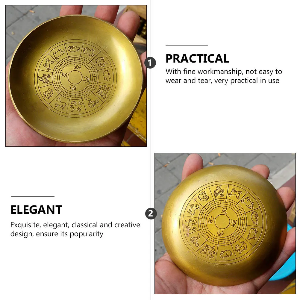 Rondelle de brosse à encre en cuivre, motif du zodiaque, artisanat de Style rétro pour le stockage de la calligraphie, cadeau pratique, ornement en cuivre