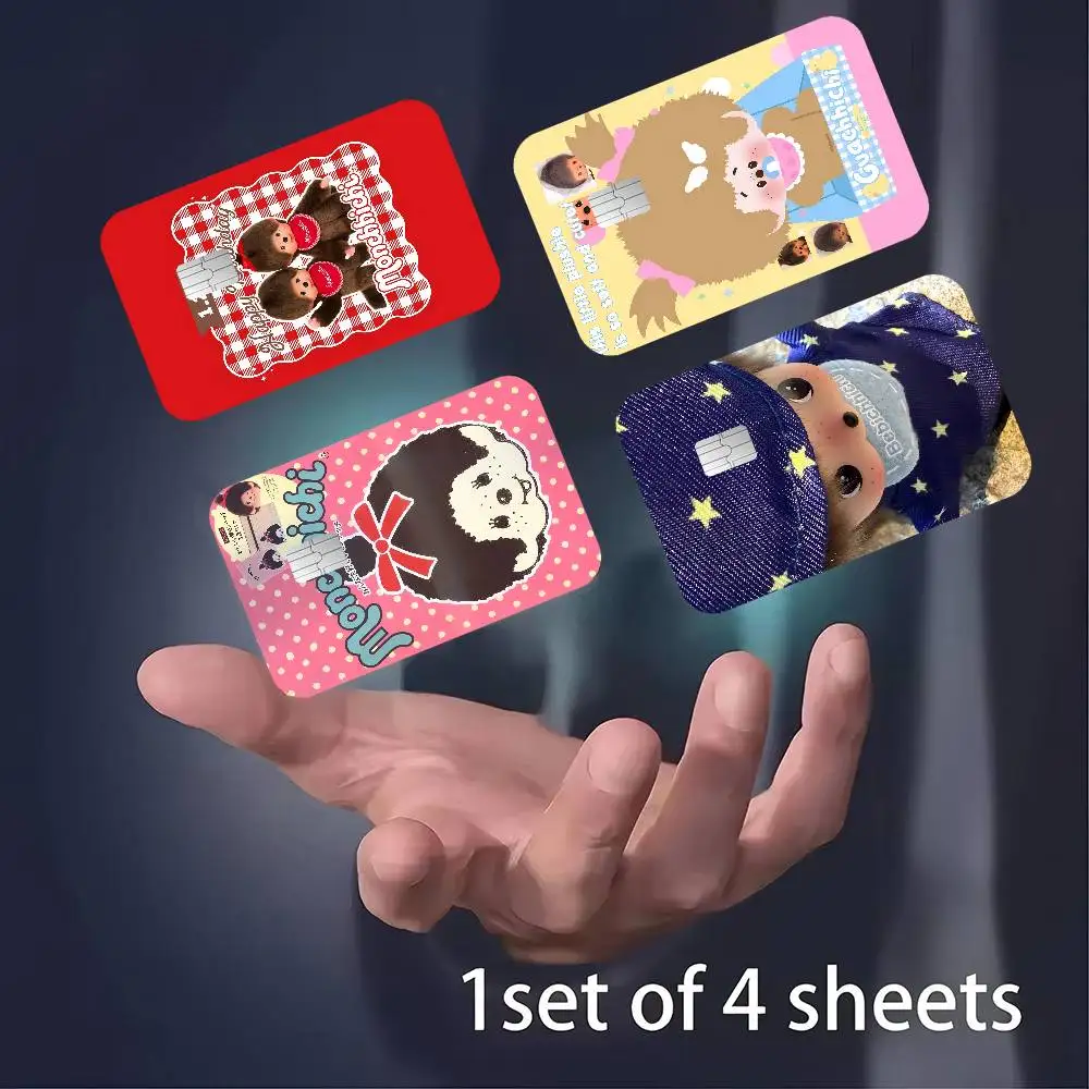 M-MonchhichiES Cartoon Anime Spend or Save Funny Shell On Off Ultra Thin No Fade Sticker Skin Cover Film for Debit Credit Card