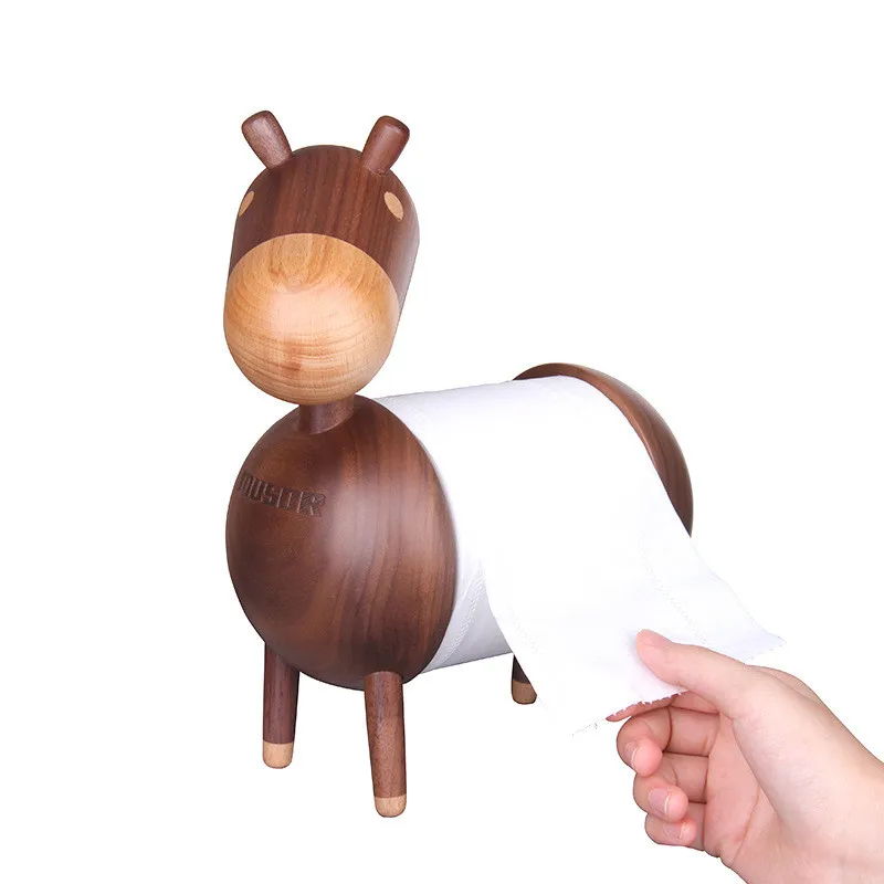 Wooden Creative Home Furnishings Solid Wood Donkey Tissue Box Paper Towel Rack For Desktop Living Room Kitchen