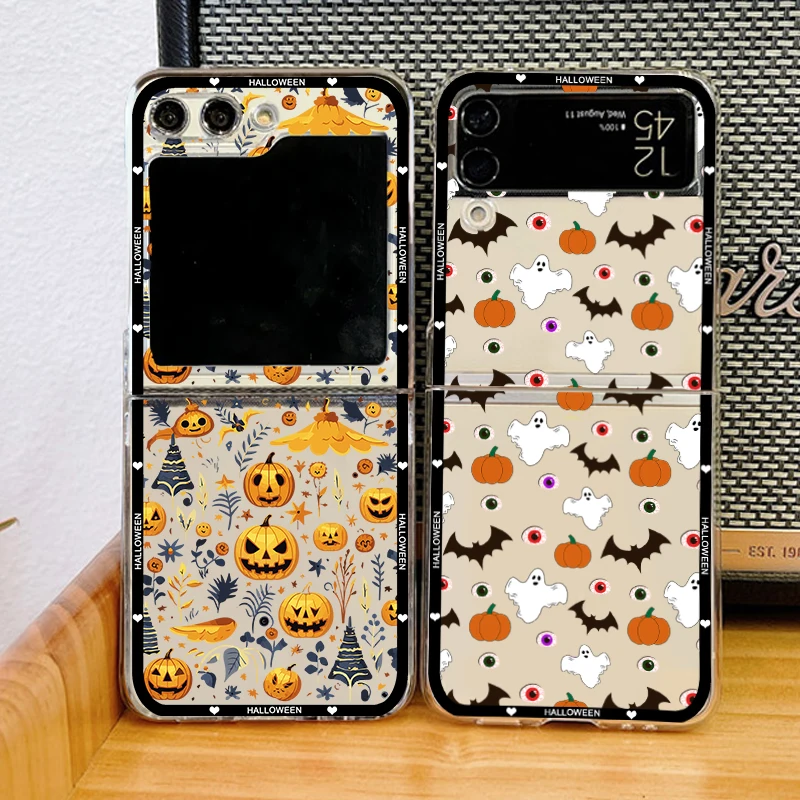 

Halloween Pumpkin Ghost Phone Case For Samsung Galaxy Z Flip 6 ZFlip 5 Shockproof Cover for Samsung ZFlip4 ZFlip3 Shell Fundas